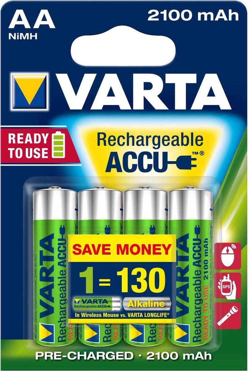 Varta Oplaadbaar AA 2100mAh blister 4
