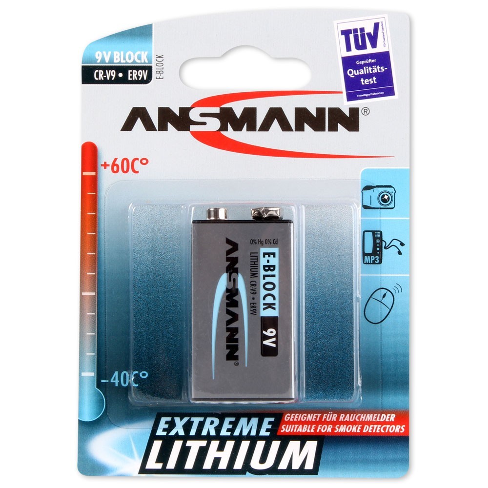 Ansmann Lithium 9.0V. 6FR61 t.b.v. rookmelders